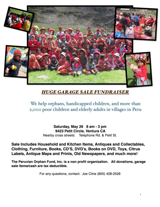 Garage Sale Fundraiser May 26, 2018